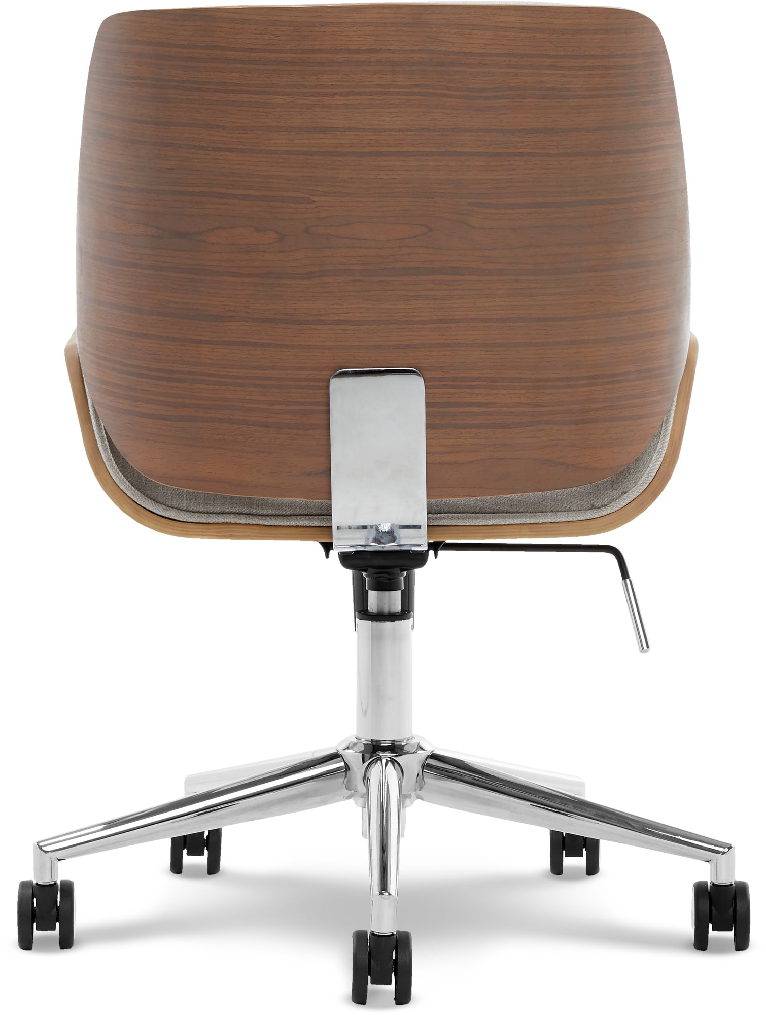 Elle Decor Ophelia Office Chair, Curved Bentwood Low-Back and Seat, Chrome Swivel Base, Woven Fabric, Gray