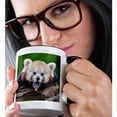 thumbnail image 2 of 3drose, Red Panda Bear in the Wildlife Nature Animal, 11oz Two-tone Black Mug, 2 of 6