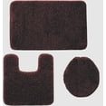 thumbnail image 2 of Daniel's Bath Daniel's Bath & Beyond 3 Piece Set 31'' Bath 20'' Contour Mat and 18'' x 18.5'' Lid, Elite Frizzy Solid Brown, 2 of 3