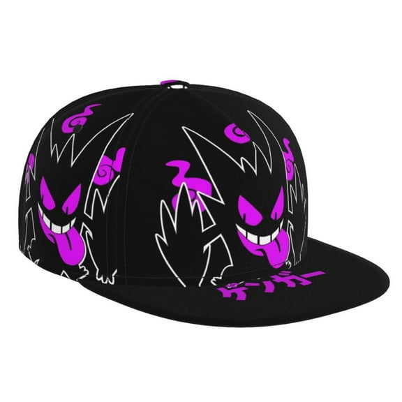 Gengar Baseball Cap For Men, Women & Kids, Classic Flat Brim Hat Hip Hop Trucker Hat Adjustable Snapback Hat