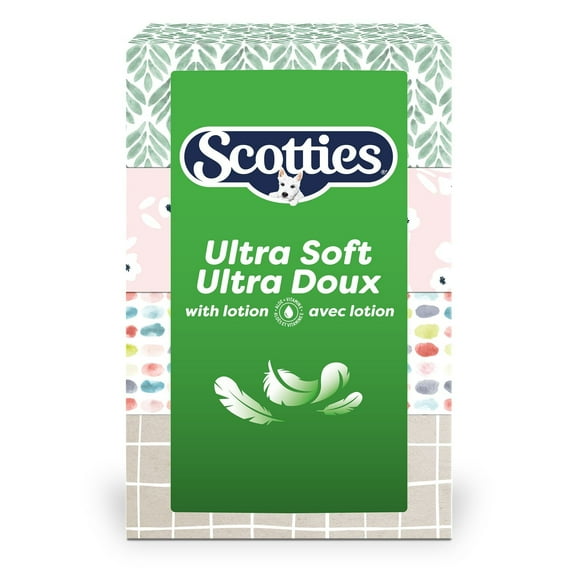 Scotties Ultra Doux avec Lotion Mouchoirs 3 Épaisseurs, 4 Boîtes, 104 Mouchoirs par Boîte