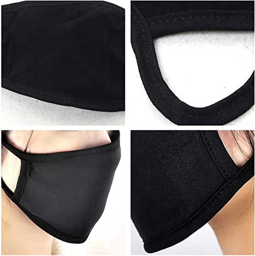 Pack of 5 Made in USA Fashion 2 Layer Protective Face Masks Unisex Washable Cotton Mask Hand Made… (black)