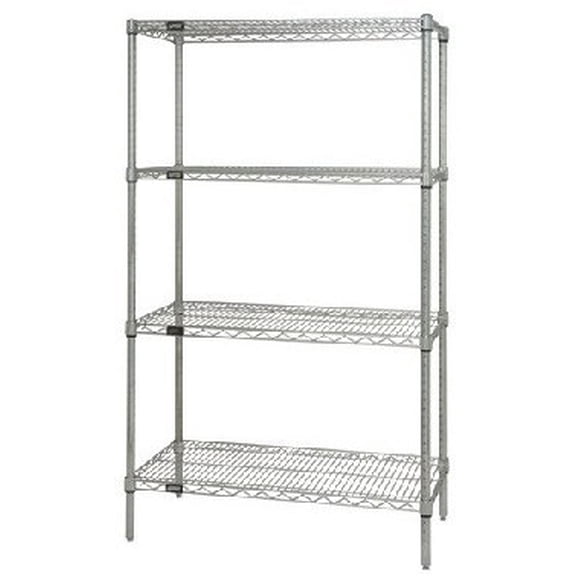 Quantum Storage Systems WR63-1836C Starter Kit for 63" High 4-Tier Wire Shelving Unit, Chrome Finish, 800 lb. Per Shelf Capacity, 18" Width x 36" Length x 63" Height