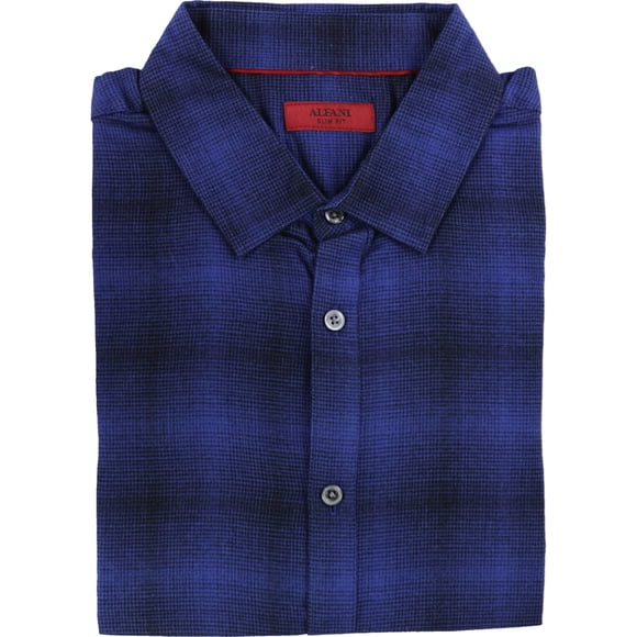 Alfani - Camisa cepillada con botones para hombre, azul, grande