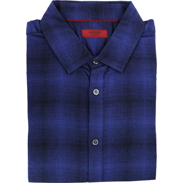 Alfani - Camisa cepillada con botones para hombre, azul, grande