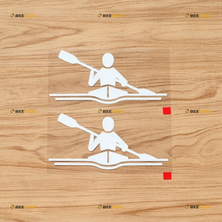 Kayaker Sport Kayak Paddle Decal Sticker Vinyl - 2 Pack White, 6 Inches - No Background for Car Boat Lapto 01241