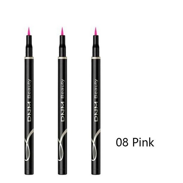 Delineador de ojos líquido resistente al agua, lápiz líquido mate de larga duración, verde, amarillo, Morado, azul y blanco, 12 colores( 3PCS 08