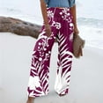 thumbnail image 2 of Summer Pants for Women Summer Print Elastic High Waist Wide Pants Casual Wide Leg Long Casual Belt Pocket Suit for Women Woman Petite Waist Yoga Pant Fashion Leather plus Red 3XL, 2 of 5