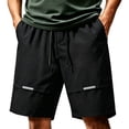 thumbnail image 2 of EOYWHK Mens Shorts Quick Dry with Pockets Elastic Waist Drawstring Sports Shorts for Men Soft Lightweight Breathable Casual Activewear Black, Size L, 2 of 9