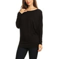 thumbnail image 3 of Moa Collection Women's Casual Solid Jersey Knit Long Sleeve Dolman Tunic Top, 3 of 5