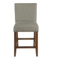 thumbnail image 4 of Fabric Upholstered Wooden Counter Height Stool with Nail Head Trim Accent, Light Gray- Saltoro Sherpi, 4 of 8