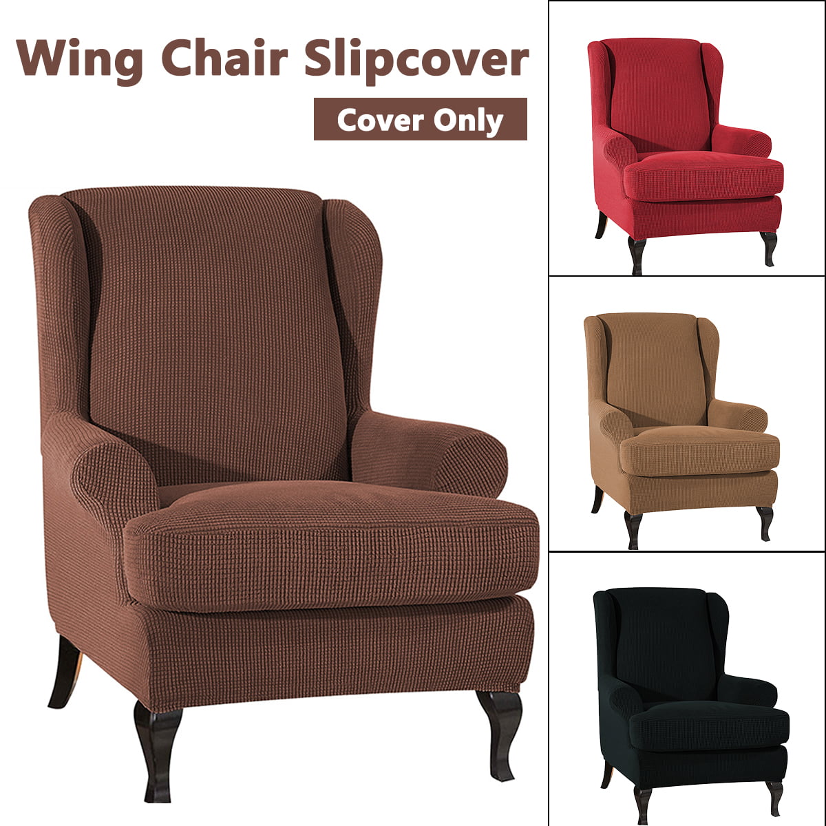 Wing Chair Cover Elastic Armchair Sofa Chair Cover Stretch Protector Slipcover 