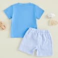 thumbnail image 3 of Xudanell Toddler Boy Summer Outfits Baby Boy Airplane Short Sleeves T-Shirt Plaid Shorts Set Infant Boy Clothes Set (12-18 Months,Blue), 3 of 5