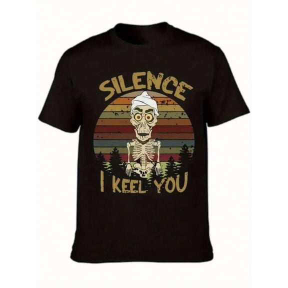 【New Arrival】Vintage Sunset Spooky Skeleton Retro Distressed Quote Graphic T-Shirt, Cotton Crew Neck Short Sleeve Tee, Dark Humor Casual Streetwear Novelty Gift For Gothic Art Fans