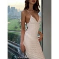 thumbnail image 5 of Women Ball Gown Summer Long Evening Bandage Dress Sleeveless Backless Bodycon Halter Neck Butterfly Embellished Party Dress for Vacation, 5 of 7