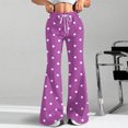 thumbnail image 2 of Women's Fashion Loose Drawstring Waist Polka Dot Print Casual Sports Flared Pants, Purple, M, 2 of 4