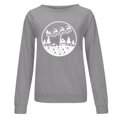 thumbnail image 4 of Nouveaux Hauts d'Été pour Femmes 2023 Chemises Col Rond Manches Longues Hauts Blouse Imprimée Coupe Décontractée Chandail en Molleton Oversize pour Femmes, 4 of 6