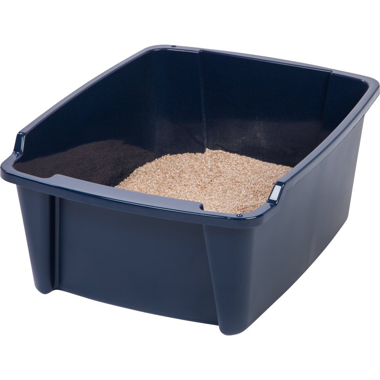 IRIS USA, OpenTop Cat Litter Box With Shield, Navy, 57 OFF
