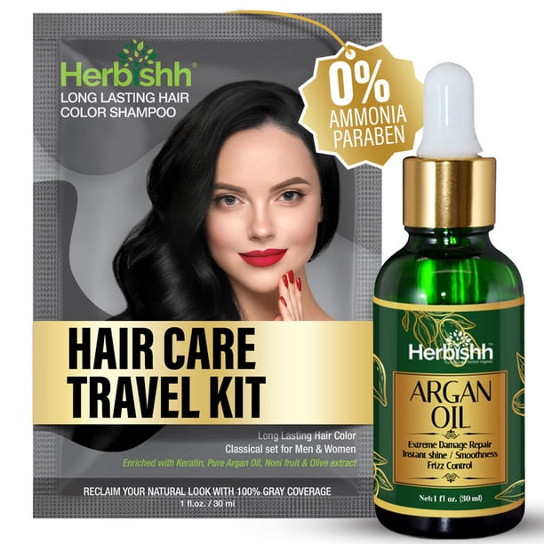 Herbishh Black Color Shampoo for Gray Hair, Hair Dye Shampoo 3 in 1, 100% Grey Coverage, Instant Permanent Shampoo for Men & Women, Long-lasting & Travel-friendly, Ammonia-free, 30 ml (Pack of 1)