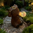 thumbnail image 6 of Solar Cow Garden Statue with Colorful Lights Waterproof Outdoor Decor for Patio Lawn Pond, Weatherproof Resin, Auto Dusk-to-Dawn Lighting Brown, 6 of 9
