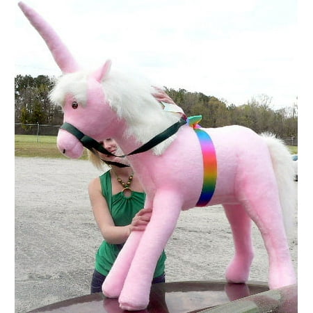 American Made Giant Stuffed Pink Unicorn 3 Feet Wide Soft Made in USA America