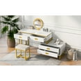 thumbnail image 4 of GO Modern Style Vanity Table With Movable Side Cabinet And 4-Drawers, Large Size Dressing Table With Mirror and 3-colors LED Light, Makeup Table With Stool, White, Golden Legs, 4 of 26