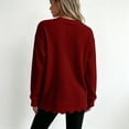 thumbnail image 4 of Crewneck Sweatshirts Women Oversized Scalloped Casual Pullover Long Sleeve Comfort Soft Cute Sweater Relaxed Loose Fit Lightweight Loungewear Athletic Daily Trendy Fall Outfits Wine L, 4 of 5