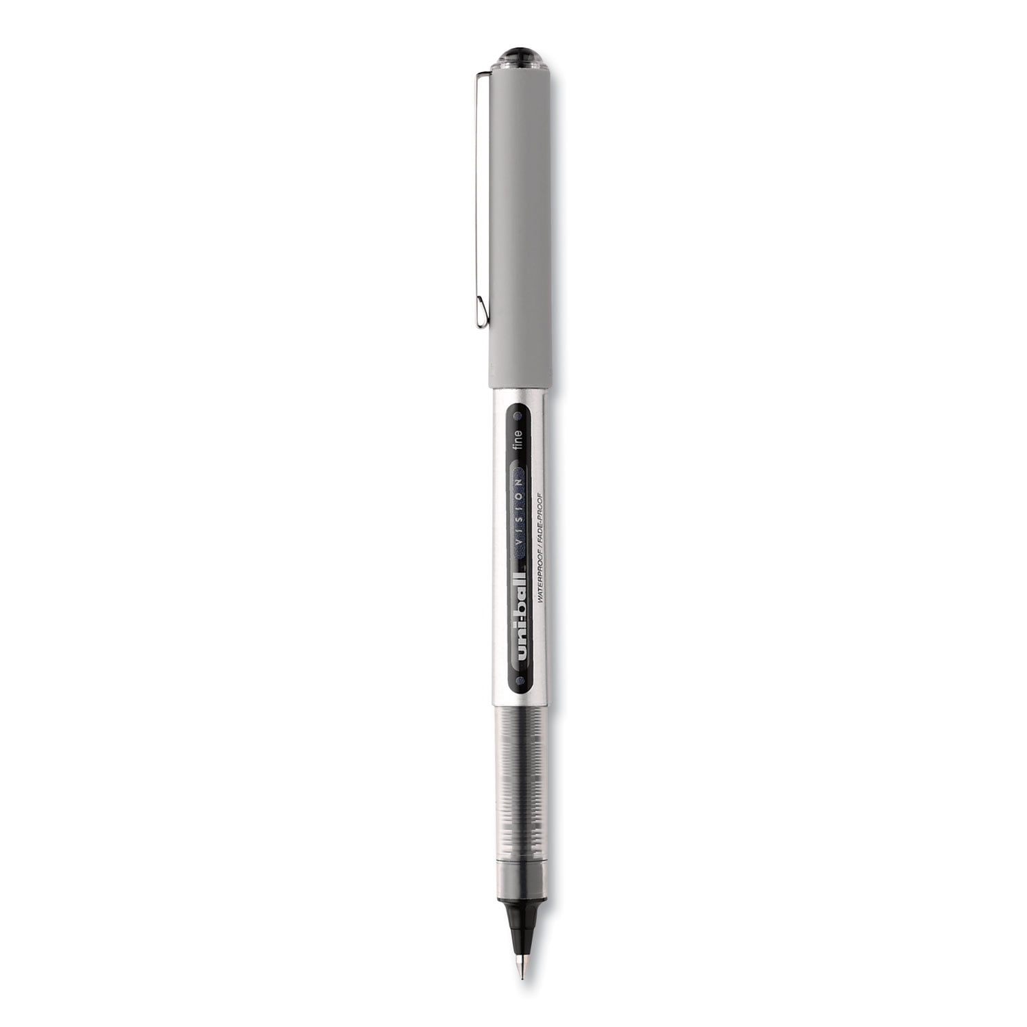 VISION Roller Ball Pen, Stick, Fine 0.7 mm, Black Ink, Silver/Black/Clear Barrel, 36/Pack | Bundle of 2 Packs