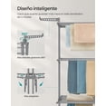 thumbnail image 4 of SONGMICS Tendedero, Tendedero Plegable de 4 Niveles, Asas Plegables, con Ruedas, 63.5 x 128 x 173 cm, Interior y Exterior, Gris MLLR701G01, 4 of 8