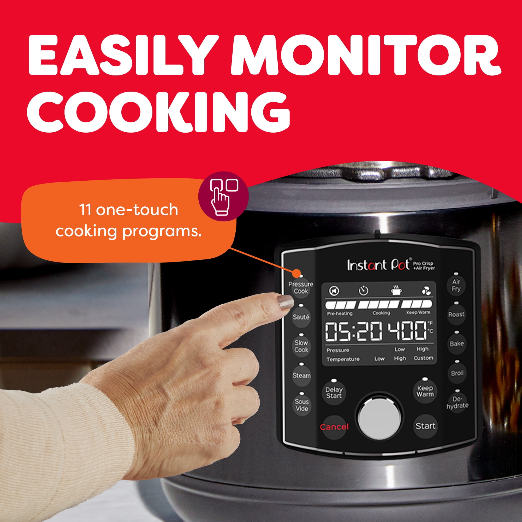 Instant Pot Pro Crisp 8-Quart Air Fryer and Electric Pressure Cooker Combo with Multicooker Lids