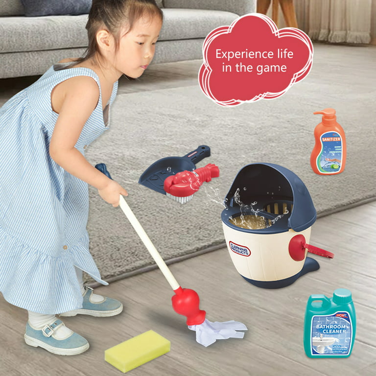 Kids Cleaning Set Toys Toddler Broom Baby Mop Dustpan Playset Pretend for  Play House Cleaning Kit Brush Soap Bathroom Cl