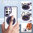 thumbnail image 6 of Magnetic for Samsung Galaxy S24 Ultra Case with 360° Ring Holder Kickstand [Compatible with MagSafe][Support Car Mount] Clear Non-Yellowing Shockproof Protection Cover for Galaxy S24 Ultra, Purple, 6 of 7