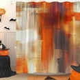 thumbnail image 3 of Burnt Orange Grunge Shower Curtain - Abstract Art with Brushstrokes Oil Painting, Modern Fabric, Includes Hook, Adds a Bold and Artistic Accent to Any Bathroom Decor, 3 of 5