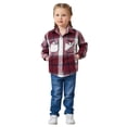 thumbnail image 4 of FYMNSI Women and Girls Button Down Plaid Flannel Shirts Autumn Casual Long Sleeve Shacket Mommy and Me Matching Outfits Wine Red (Girl 6-7T), 4 of 11