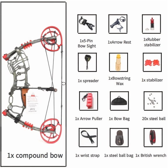 Dual-Purpose Compound Bow Outdoor Archery Compound Bow Kit, 30–60 lbs, Adjustable for Both Hands