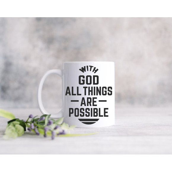 Avec Dieu Tout Est Possible Tasse, Tasse avec Verset Biblique, Tasse Chrétienne d'Écriture Cadeau, Cadeau de Foi, Tasse d'Écriture