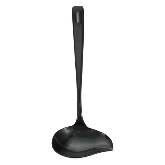KALLORY Black Sauce Ladle Serving Utensil 304 Stainless Steel Handle Pouring Spout Kitchen Tool 1 Piece