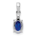 thumbnail image 4 of Auriga Sterling Silver Rhodium Plated Diamond & Sapphire Oval Pendant for Women (L-15mm), 4 of 6