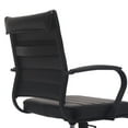 thumbnail image 3 of Homelala Black Modern Mid Back Ribbed PU Leather Swivel Tilt Adjustable Chair Designer Executive Manager Office Chair Conference Room Ergonomic Computer With Arms on Black Base, Set of 1, 1 piece, 3 of 14