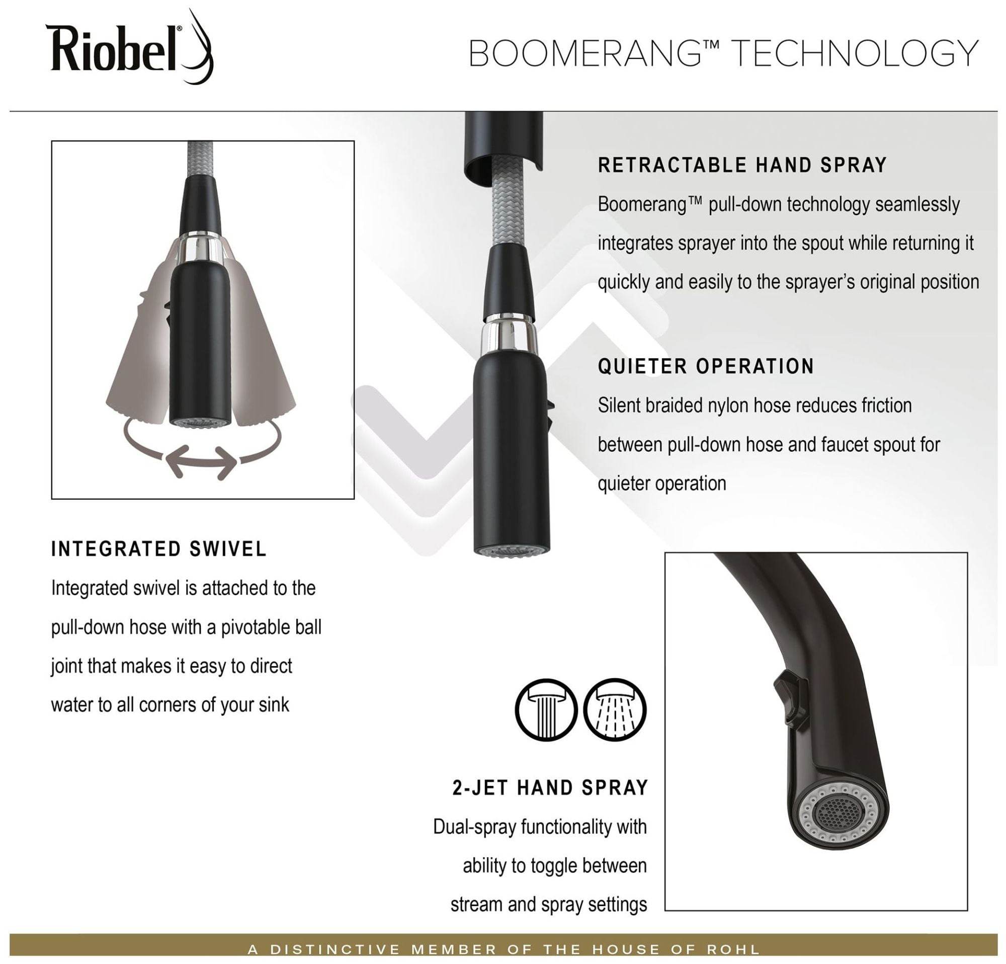 Riobel Az801 Azure 1.5 GPM Single Hole Pull Down Kitchen Faucet - Stainless Steel