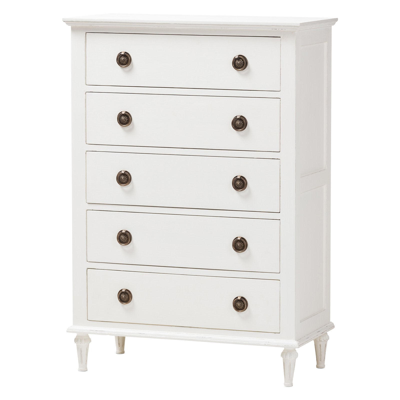 Baxton Studio Venezia French-Inspired Whitewash Wood 5-Drawer Chest
