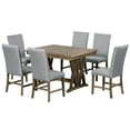 thumbnail image 3 of 7 Pieces 48-60" Extendable Dining Table Set with 12" Leaf for 6, Dining Table with Upholstered Dining Chairs, Mid-Century Wood Kitchen Table and Chairs for Dining Room, 3 of 10