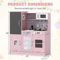 thumbnail image 3 of Gymax Play Kitchen Toy Set w/ Chalkboard Oven Sink Curtain Microwave Water Dispenser Pink, 3 of 10