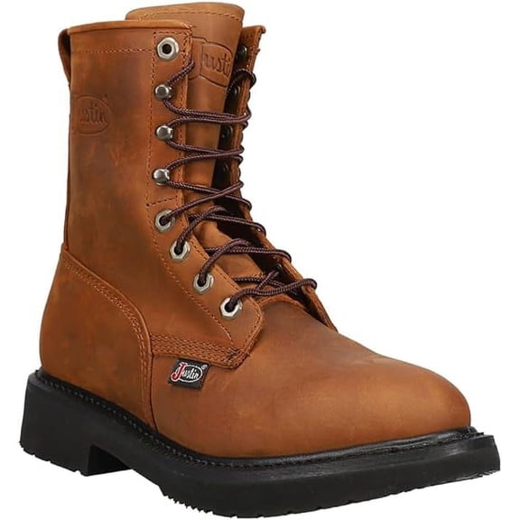 Justin Men's Livestock 8" Lace-Up Round Toe Electrical Hazard Work Boots, Size 14 (D) - OW760
