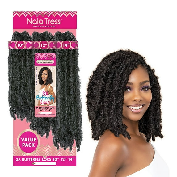 Janet Collection Nala Tress Locs Synthetic Hair Crochet Braid Loop 3x Butterfly Locs 10”12”14” ( #4 Medium Brown )