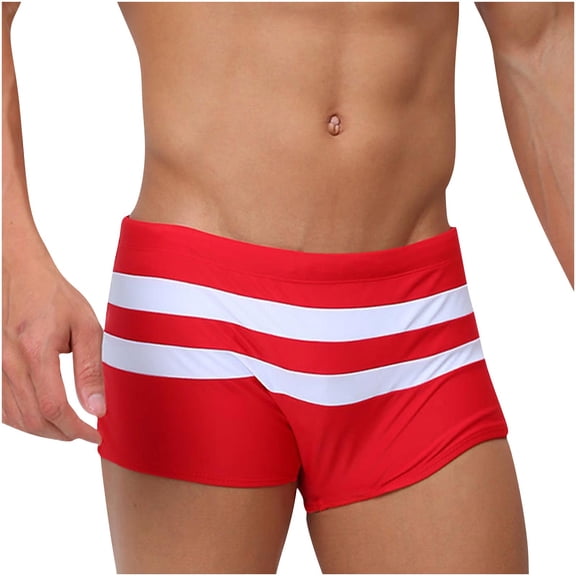 Mens Swimwear Bottom Striped Boxer Shorts Quick Drying Bikini Bottom for Spring Pool Beach Party