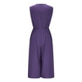 thumbnail image 5 of ABATAB Rompers for Women Loose Fit Wide Leg Jumpsuits with Pockets V Neck Casual Sleeveless Long Pants Rompers, 5 of 5