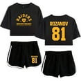 thumbnail image 3 of Heated Rivalry Merch Rozanov 81 Print Print 2-Piece Outfit – Women’s Crop T-Shirt and Shorts Set , Casual Streetwear for TV Series Fans, 3 of 9