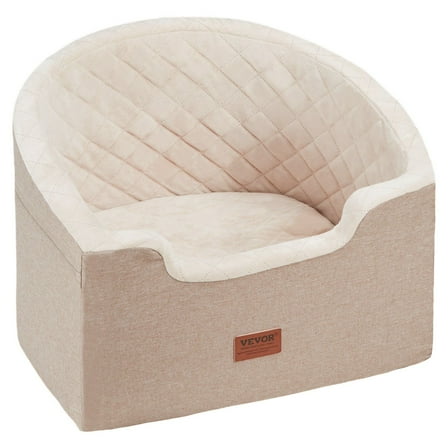 Dog Booster Car Seat for Small to Medium Dogs - Portable Pet Carrier with Safety Strap, Holds Up to 55 lbs, Brown