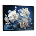 thumbnail image 2 of Designart "Serene Petals Of White And Blue Orchids" Orchids Floater Framed Canvas Art Print, 2 of 5